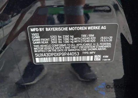 2023 BMW X3 Sdrive30I from USA, damaged, VIN 5UX43DP0XP9P44053